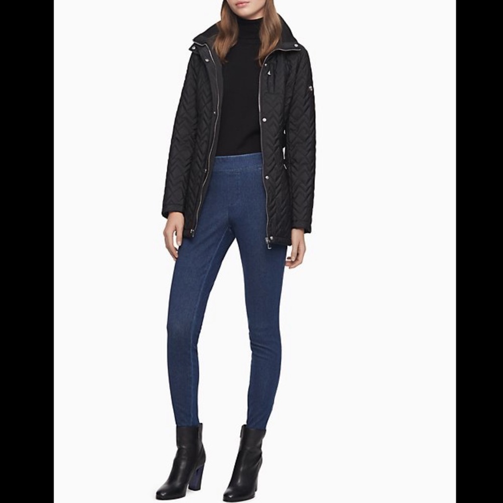 Calvin Klein Quilted‎ Zig-Zag Zip Hooded Jacket